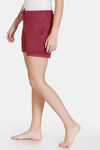 Zivame Cozy Heathers Knit Poly Shorts - Grey Red — thumbnail 2